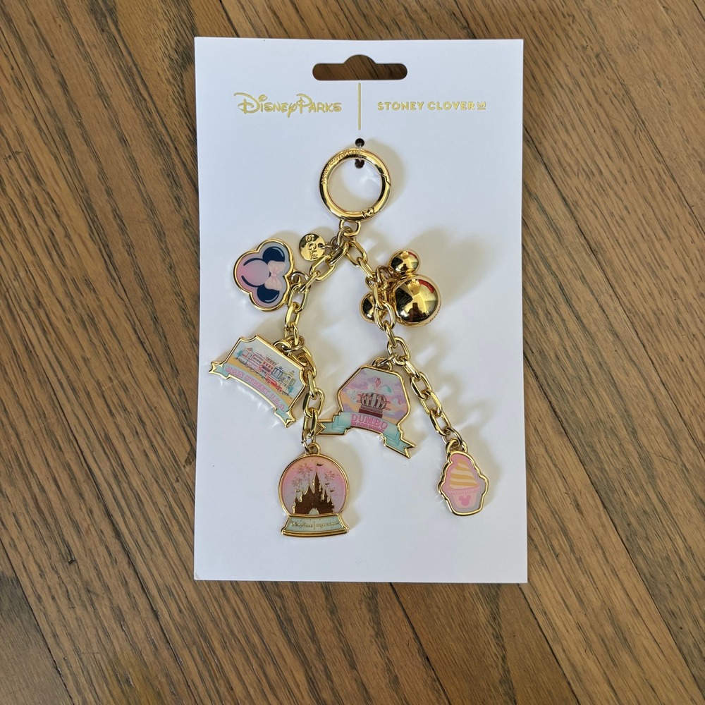 Disney Parks New Stoney Clover Lane Bag Charm Keychain Mickey Castle Dumbo